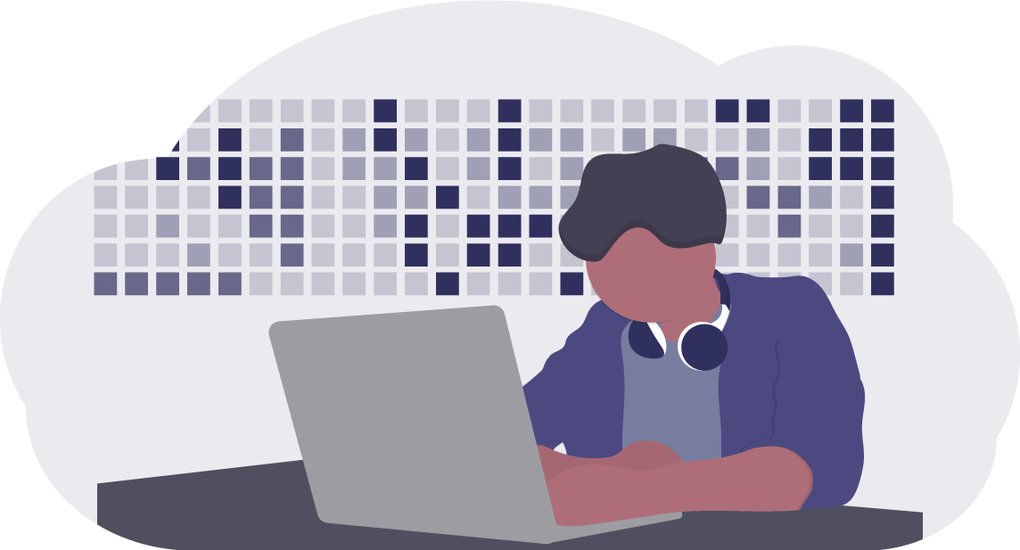 Ein Mann arbeitet am Computer